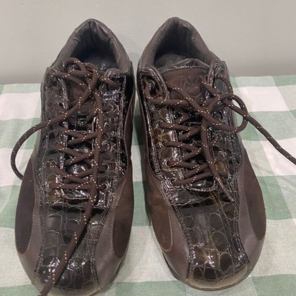 Asgi Womens Brown Leather patentleather Sneakers